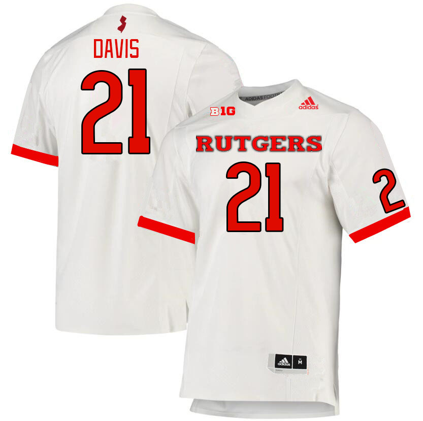 Men #21 Carnell Davis Rutgers Scarlet Knights College Football Jerseys Stitched Sale-White